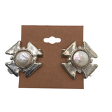 .925 CLIP ON MALTESE CROSS EARRINGS SILVER