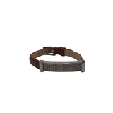 LEATHER BAND CRYSTALS BRACELET BROWN