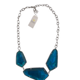 KENDRA SCOTT NWT$178 STMT GEMSTONES NECKLACE SILVER TEAL