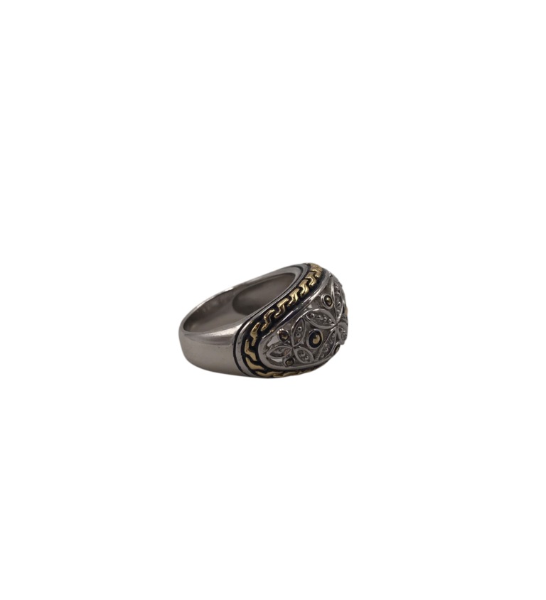 .925 DOME RING SILVER GOLD 7