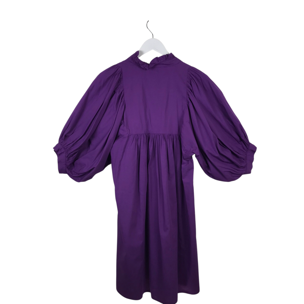 PUFF SLEEVE DESIGNER DRESS PURPLE MEDIUM