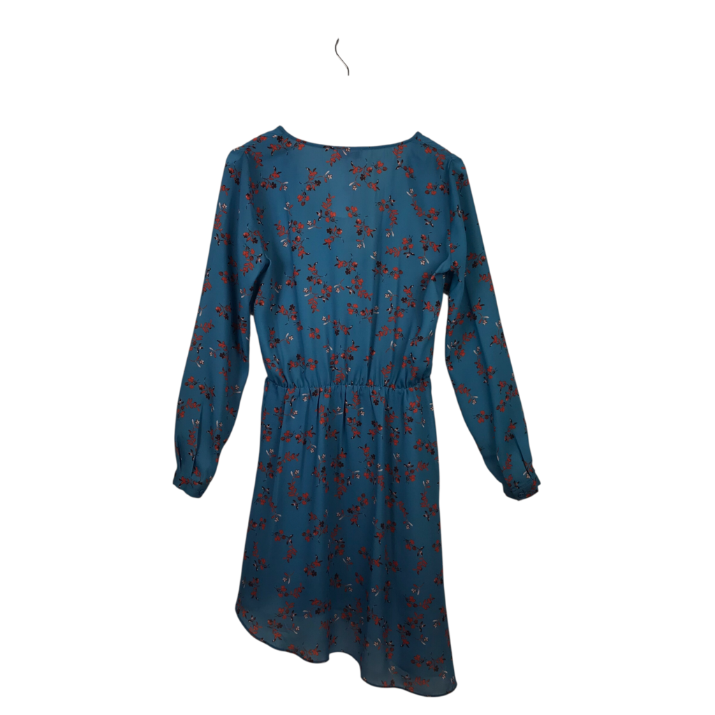 PARKER NWT$398 FLORAL LONG SLEEVE DESIGNER DRESS BLUE ORANGE SMALL