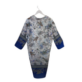 TERI JON 3/4 SLEEVE DESIGNER DRESS BLUE WHITE 6