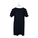 D.EXTERIOR TEE DRESS RUFFLE SLEEVE DESIGNER DRESS BLACK SMALL