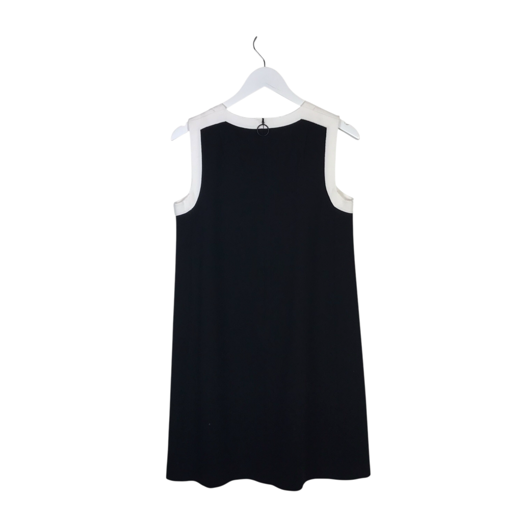 AKRIS PUNTO KNIT CUTOUT SLEEVELESS DESIGNER DRESS BLACK WHITE 6