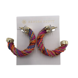 KENDRA SCOTT MAISE CORDED HOOP EARRINGS PINK ORANGE