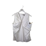 CAROLINA HERRERA RUCHED POPLIN SLEEVELESS LUXE TOP WHITE 10