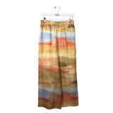 LAFAYETTE 148 SILK PRINT WIDE LEG DESIGNER PANT YELLOW CORAL S/M