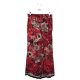 CAROLINA HERRERA 2PC BLOUSE/PANT FLORAL LONG SLEEVE WIDE LEG LUXE OUTFIT RED BLACK SMALL