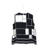 CAROLINA HERRERA PLAID ASYMMETRIC SLEEVELESS LUXE TOP WHITE BLACK 6