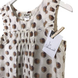 CHLOE CHRYSANTHEMUM SLEEVELESS TOP SILK LUXE TOP WHITE TAN 38
