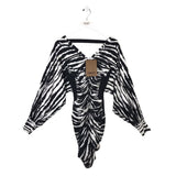 BURBERRY LONDON NWT RUCHED ANIMAL PRINT LONG SLEEVE LUXE DRESS WHITE BLACK MEDIUM