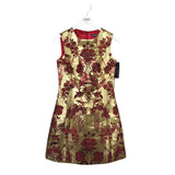 DOLCE & GABBANA NWT BROCADE FLORAL MINI SLEEVELESS LUXE DRESS GOLD RED 42