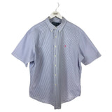 RALPH LAUREN STRIPE SHORT SLEEVE MEN SHIRT WHITE BLUE XLARGE