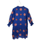 TYLER BOE EMBROIDERED LONG SLEEVE DESIGNER DRESS BLUE ORANGE MEDIUM
