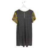 SEA SILK SHORT SLEEVE DESIGNER DRESS YELLOW GRAY 6