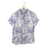 TOMMY BAHAMA LINEN PRINT SHORT SLEEVE BLOUSE WHITE SKY XSMALL