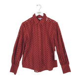 CHICO'S NWT EYELET LONG SLEEVE BLOUSE RED 1