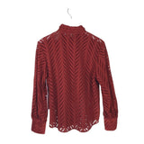 CHICO'S NWT EYELET LONG SLEEVE BLOUSE RED 1