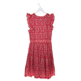 TAYLOR FLORAL RUFFLE SLEEVE DRESS RED WHITE MEDIUM