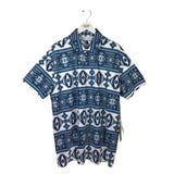 NWT$88 PRINT POLO MEN SHIRT BLUE WHITE 3XL