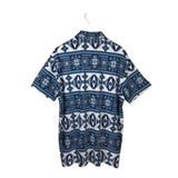NWT$88 PRINT POLO MEN SHIRT BLUE WHITE 3XL