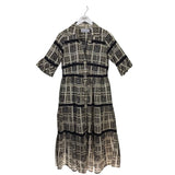 DIZZY LIZZIE RET$205 PRINT MAXI 3/4 SLEEVE DESIGNER DRESS BLACK WHITE SMALL