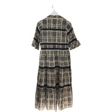 DIZZY LIZZIE RET$205 PRINT MAXI 3/4 SLEEVE DESIGNER DRESS BLACK WHITE SMALL