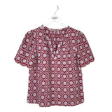 LOFT EYELET SHORT SLEEVE TOP RED WHITE SMALL