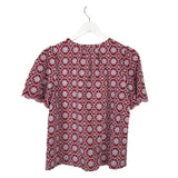 LOFT EYELET SHORT SLEEVE TOP RED WHITE SMALL