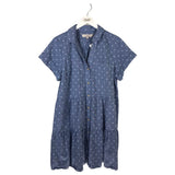 LOFT DOTS SHORT SLEEVE BUTTON DOWN DRESS BLUE WHITE LP