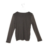 CHICO'S MESH DOTS LONG SLEEVE TOP BLACK TAN 1