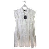 BOSTON PROPER NWT 2PC DRESS/SLIP BRODERIE DRESS WHITE LARGE