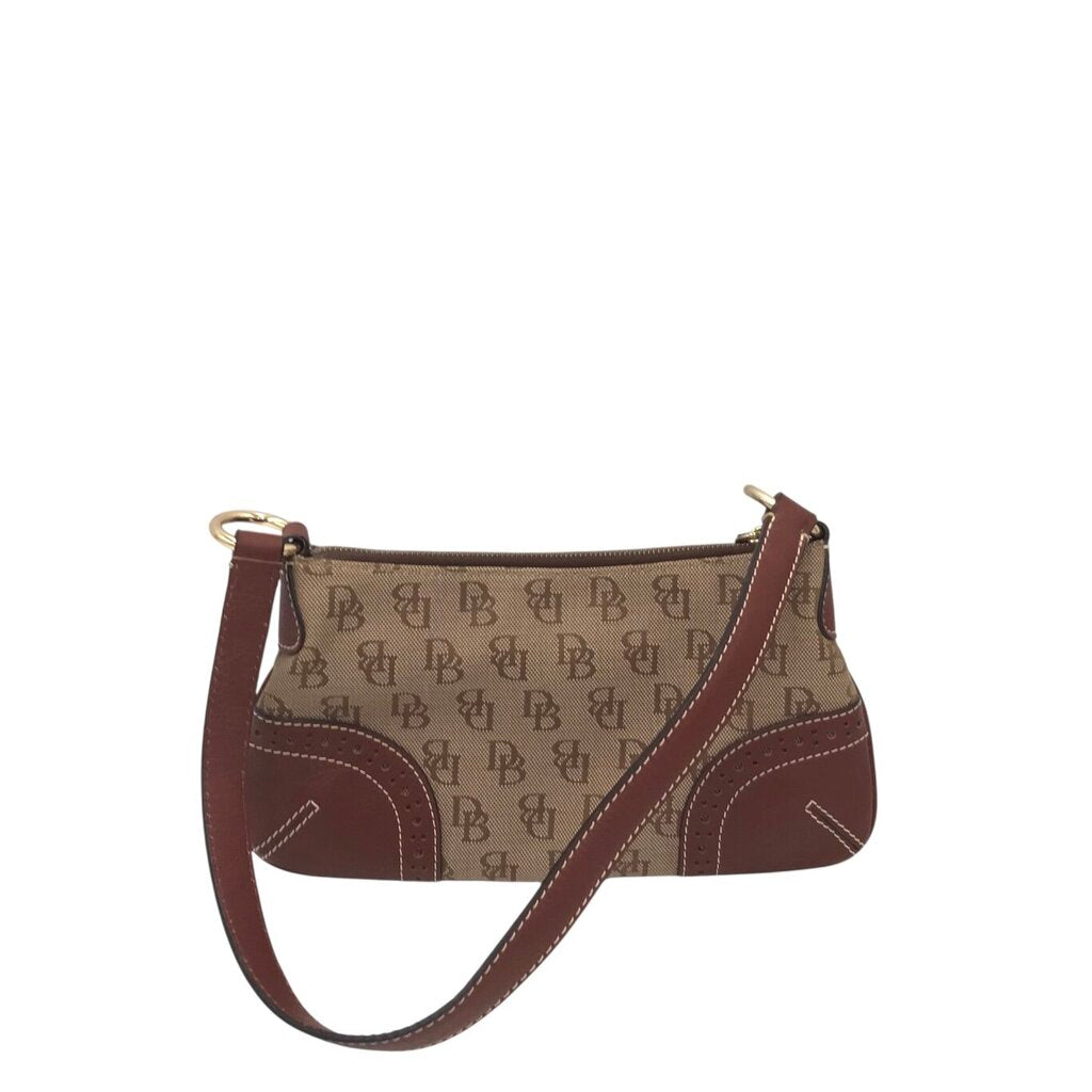 DOONEY & BOURKE MONOGRAM SHOULDER HANDBAG BROWN TAUPE 11.5x7x2