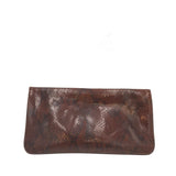WHITE HOUSE BLACK MARKET LEATHER CLUTCH HANDBAG BROWN GOLD 12.5”x6.5”x0.5