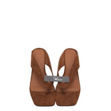 SUEDE WEDGE SANDAL SHOES CARAMEL 9