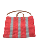 CLARE V. RET$295 KNIT TOTE HANDBAG CORAL BLUE 15.5”x12.5”4”