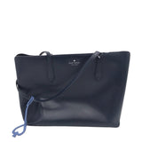 KATE SPADE LEATHER TOTE W/ CHARM HANDBAG NAVY 15”x11”x5