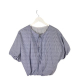 MARC NEW YORK PUFF SLEEVE TOP BLUE WHITE LARGE