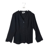FLAX LINEN LONG SLEEVE BLOUSE BLACK SMALL