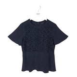 ANN TAYLOR PEPLUM SHORT SLEEVE TOP NAVY 8P