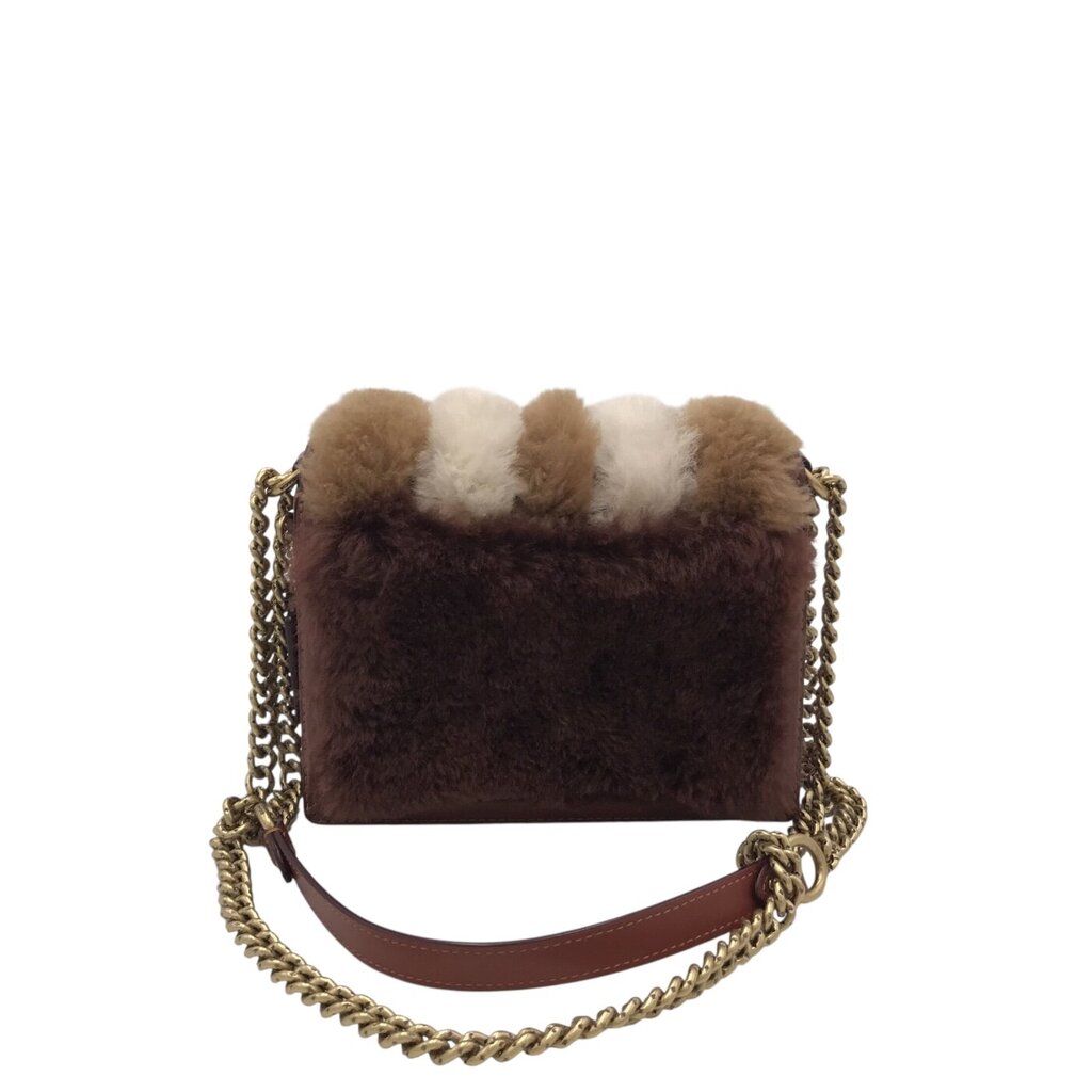 COACH RET$495 SHEARLING CROSSBODY HANDBAG BROWN TAN 7”x4.5”x4”