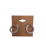 .925 CRYSTAL MEDIUM HOOPS EARRINGS SILVER