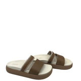OLUKAI RET$100 2 STRAP PLATFORM SANDAL SHOES BROWN CREAM 7