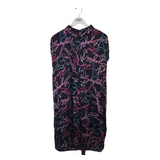 KARL LAGERFELD PARIS CAP SLEEVE DRESS BLACK PURPLE LARGE