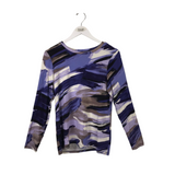 CHICO'S PRINT TEE LONG SLEEVE TOP LAVENDER WHITE 1
