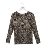 CHICO'S ANIMAL PRINT TEE LONG SLEEVE TOP CREAM BLACK 1