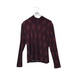 TOMMY HILFIGER NWT$69 PAISLEY LONG SLEEVE COWL TOP MAROON BEIGE XLARGE