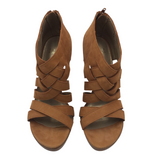 STUART WEITZMAN SUEDE CAGE HEEL DESIGNER SHOES TAN 7