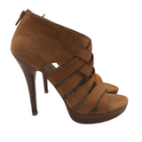 STUART WEITZMAN SUEDE CAGE HEEL DESIGNER SHOES TAN 7